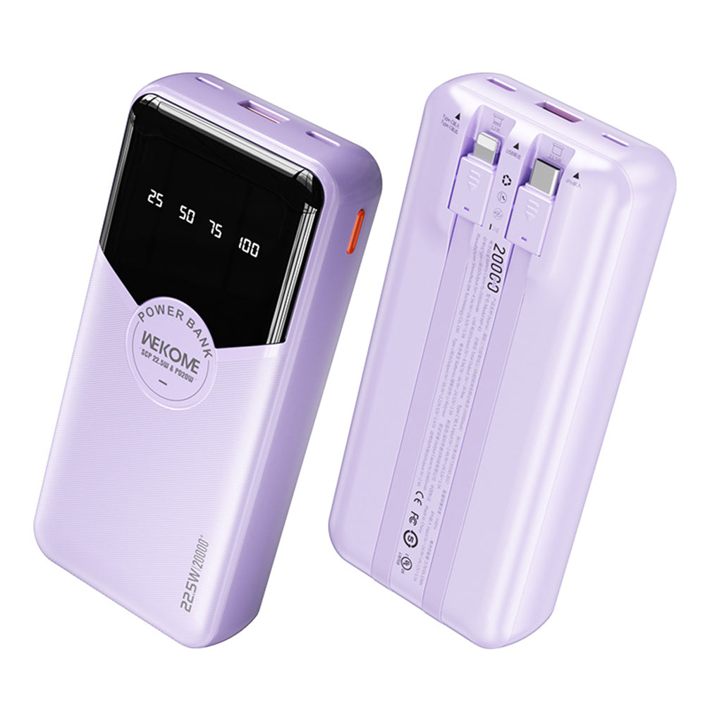 WEKOME WP-59 Pop Digital Series Gen3 20000mAh 22.5W Super Fast Charging Power Bank with Built-in Cable WEKOME WP-59 Pop Digital Series Gen3 20000mAh 22.5W Super Fast Charging Power Bank with Built-in Cable